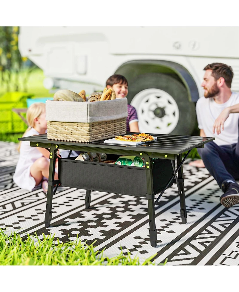 Outsunny 3ft Camping Table, Adjustable Height Small Folding
