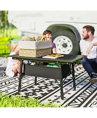 Outsunny 3ft Camping Table, Adjustable Height Small Folding