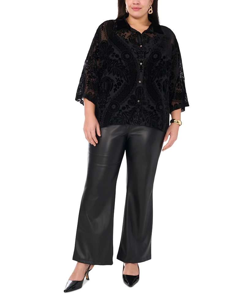 Vince Camuto Plus Size Drop-Shoulder 3/4-Sleeve Blouse