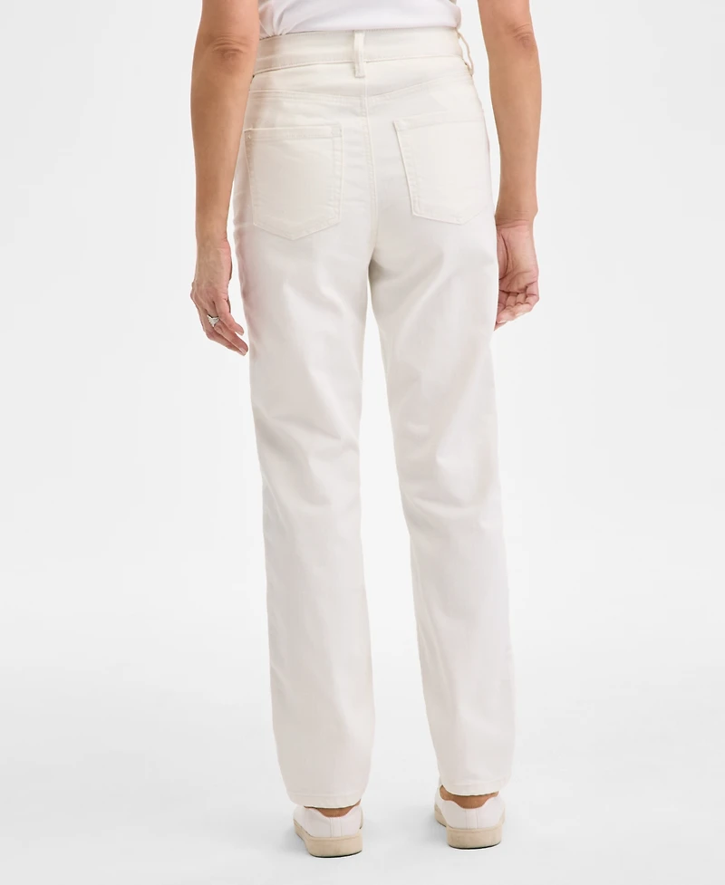 Style & Co Petite Embroidered High-Rise Straight-Leg Jeans, Created for Macy's