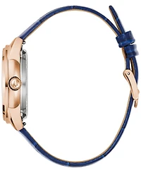 Bulova Women's Sutton Automatic Navy Blue Leather Strap Watch 34.5mm