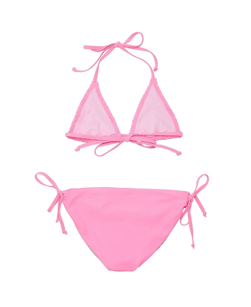 Pink Shirred Triangle Bikini
