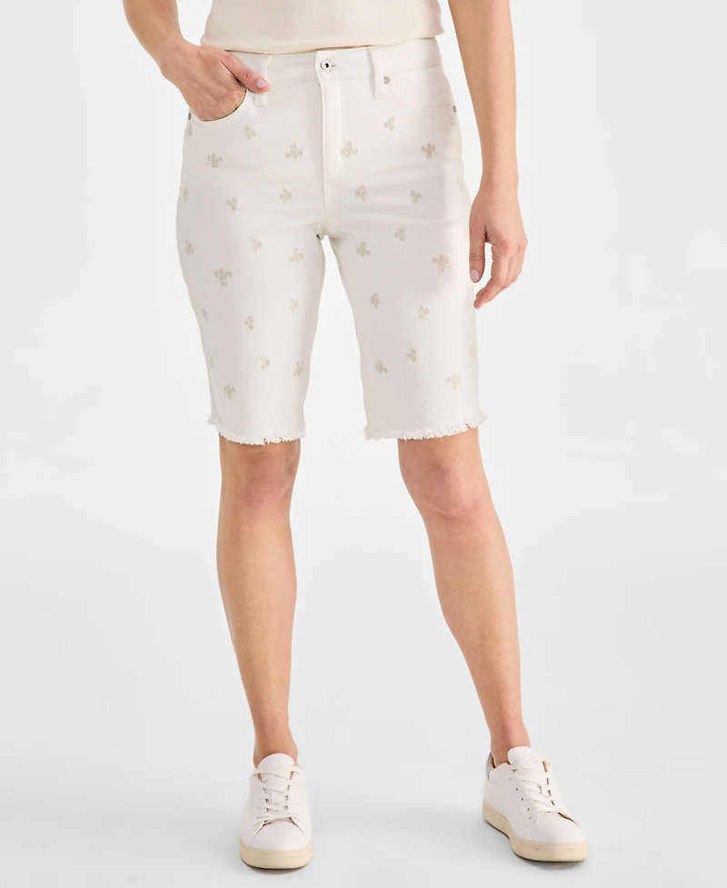 Style & Co Petite Raw-Edge Denim Bermuda Shorts, Created for Macy's