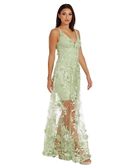 Dress the Population Women's Sydney Lace Floral-Applique Gown