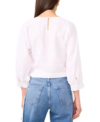 1.state Women's Crewneck Side-Tie Cropped Blouse