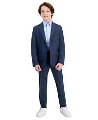 Kenneth Cole Reaction Big Boys Slim-Fit Plaid Suit