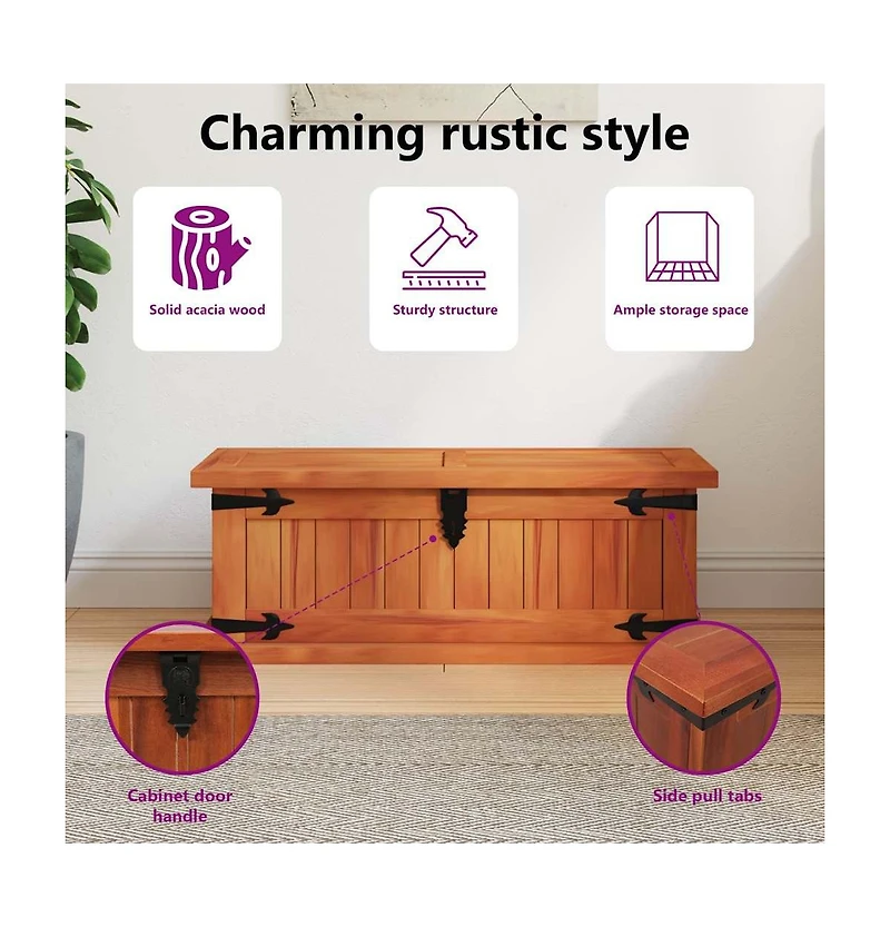 Storage Chest 31.1"x13.4"x12.6" Solid Acacia Wood