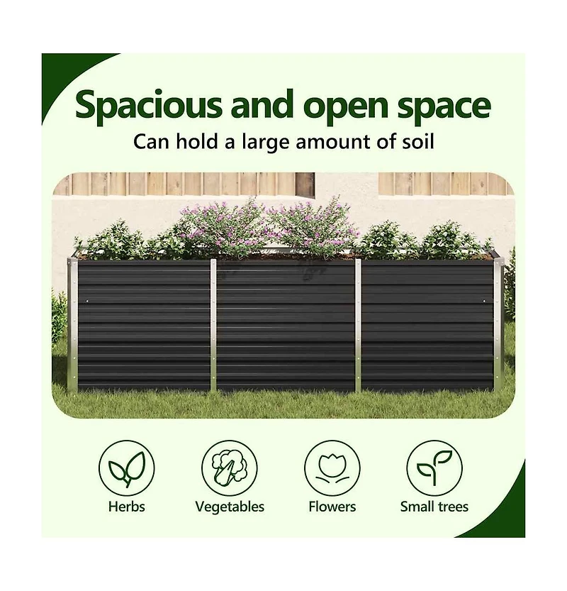 Garden Raised Bed Galvanized Steel 94.5"x15.7"x30.3" Anthracite