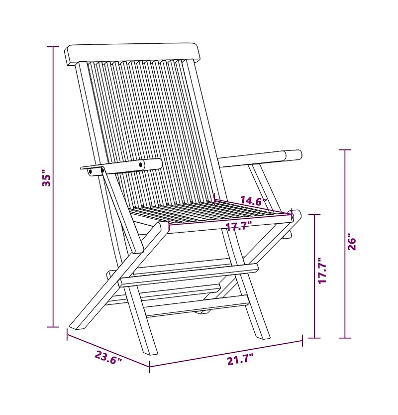 Folding Patio Chairs Set of 4 for Garden & Outdoor Teak Wood