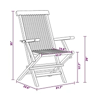 Folding Patio Chairs Set of 4 for Garden & Outdoor Teak Wood