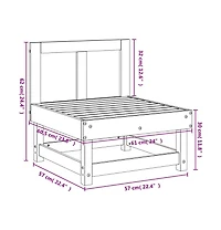 Patio Middle Sofa Solid Wood Pine