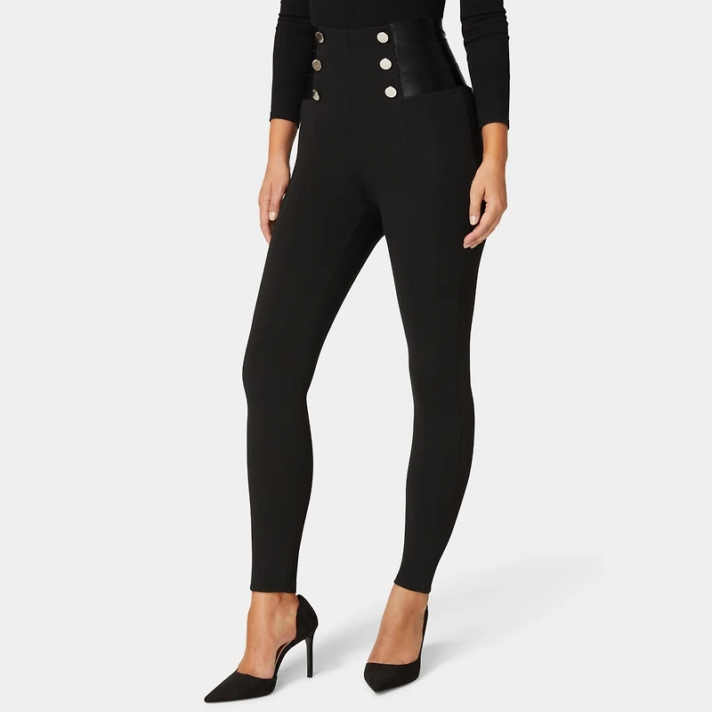 Bebe Women's High Waist Elastic Waistband Knit Legging