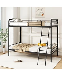 Space-Saving Heavy Duty Metal Bunk Bed with Built-In Ladder