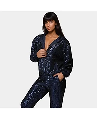 Bebe Women's Bebe X Ciara Sequin Hoodie Jacket