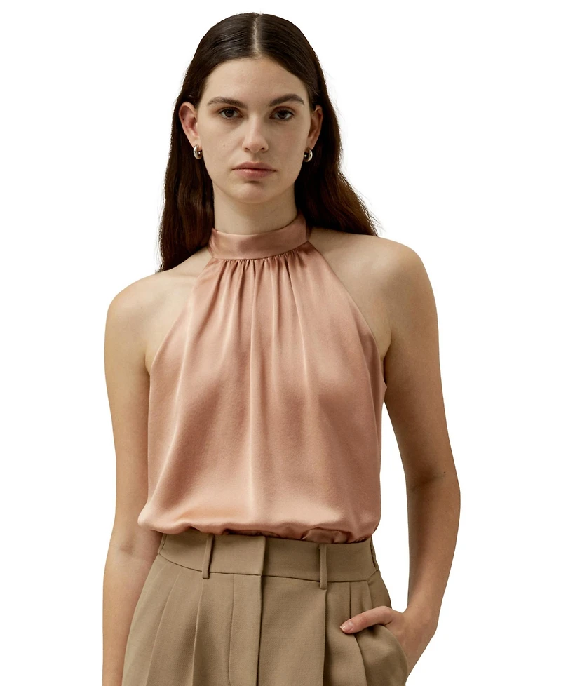 Graceful Breeze Silk Halter Top for Women