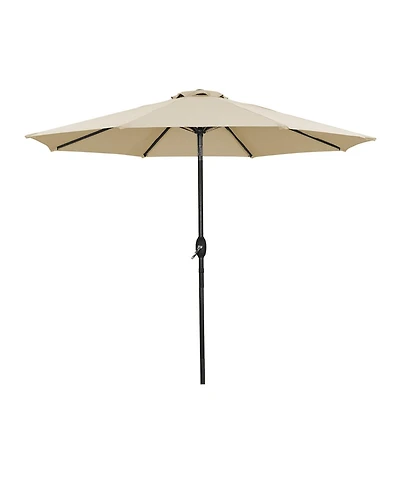 9ft Outdoor Patio Market Umbrella with Push Button Tilt and Crank in Blue