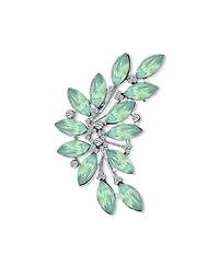 Bling Jewelry Fashion Aqua Green Marquise Crystal Leaf Brooch Pin Mother Silver Plated Brass
