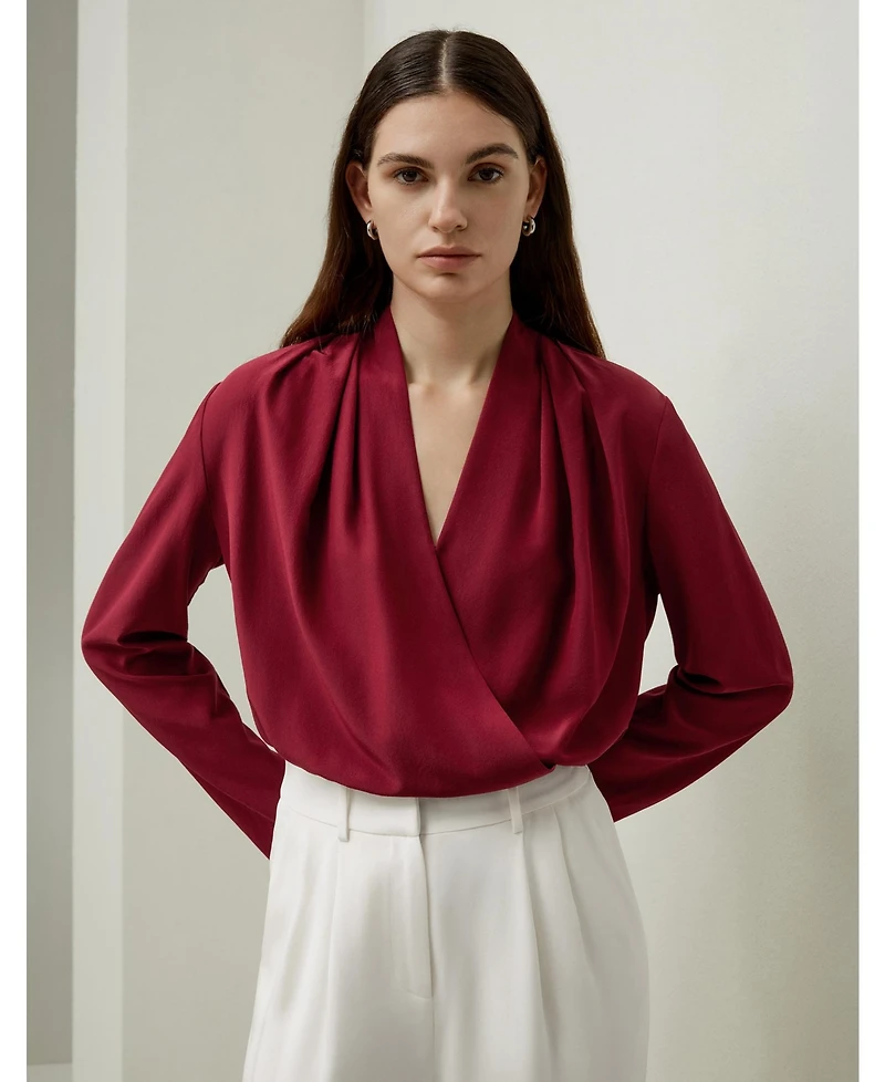 Lilysilk Women's Silk Crepe de Chine Long Sleeve Blouse