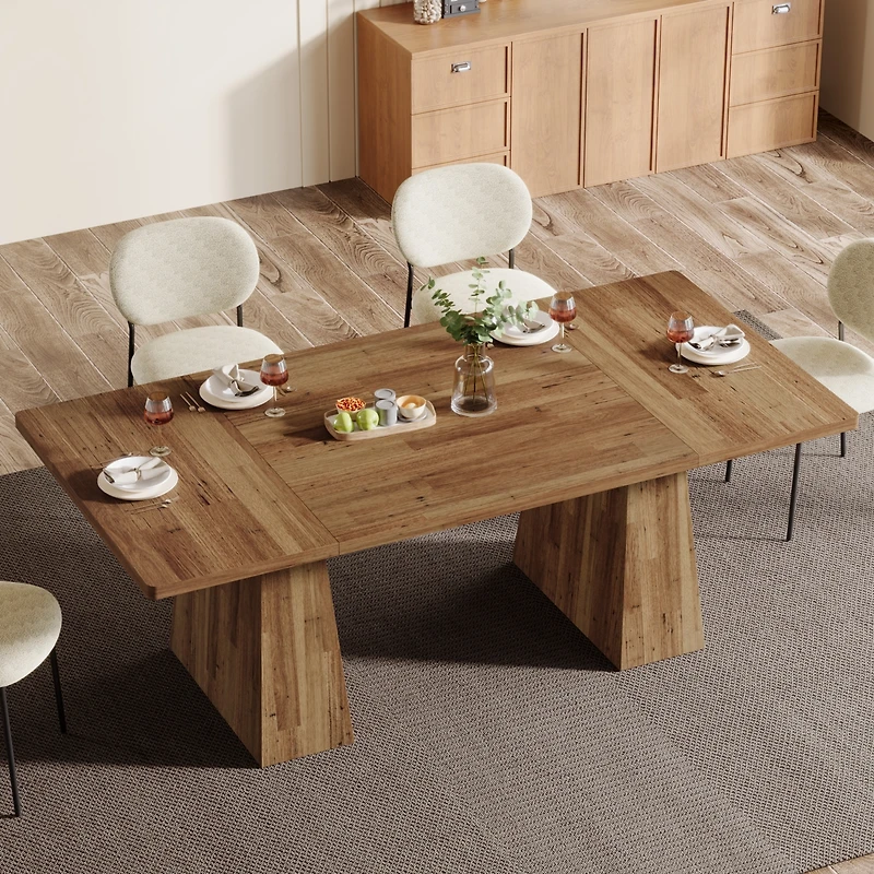 Tribesigns 63-Inch Farmhouse Dining Table, Table for 6 People, Wood Rustic Dinner Rectangular Kitchen