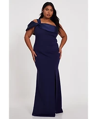 Quiz Plus One Shoulder Satin/Scuba Crepe Maxi Dress