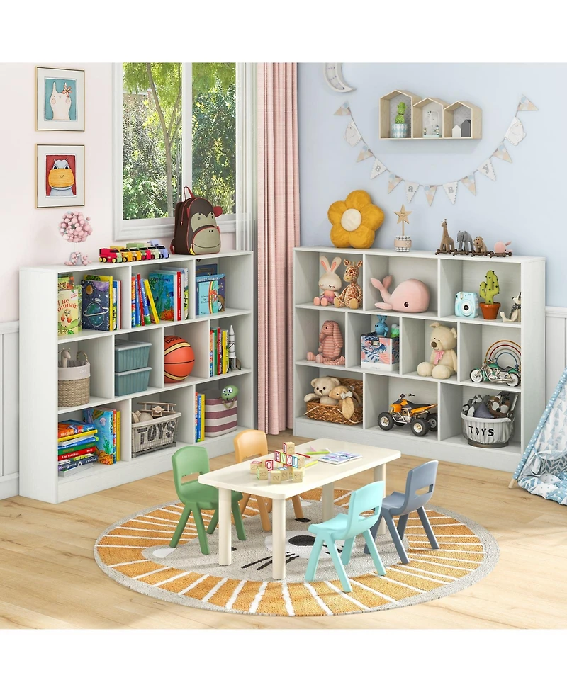 Wooden Toy Storage Organizer with 10 Cubes for Classroom Daycare Nursery Kindergarten