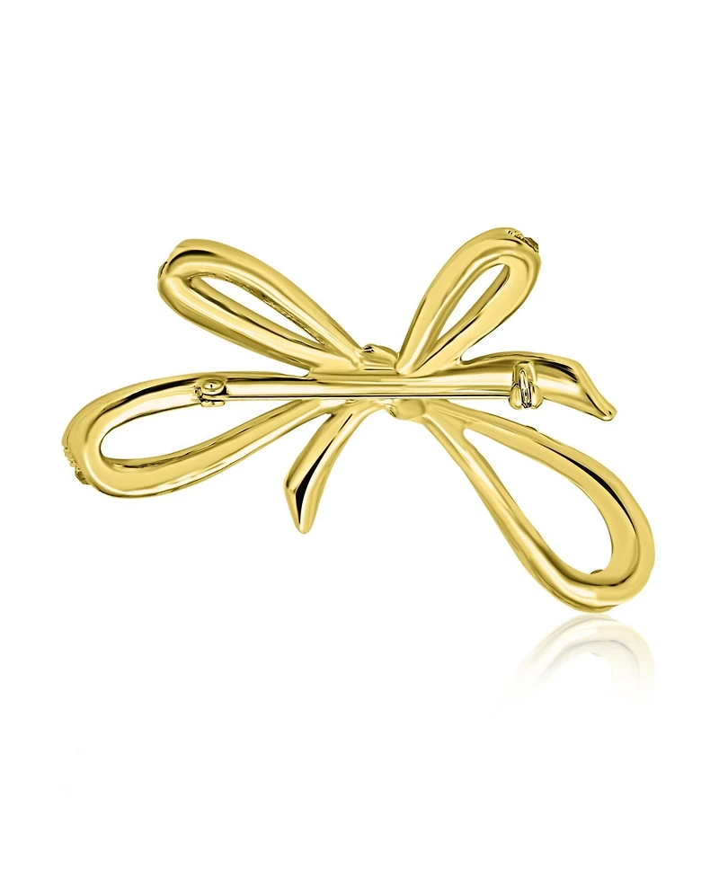 Bling Jewelry Aqua Blue Crystal Statement Ribbon Bow Brooch Pin Gold Silver