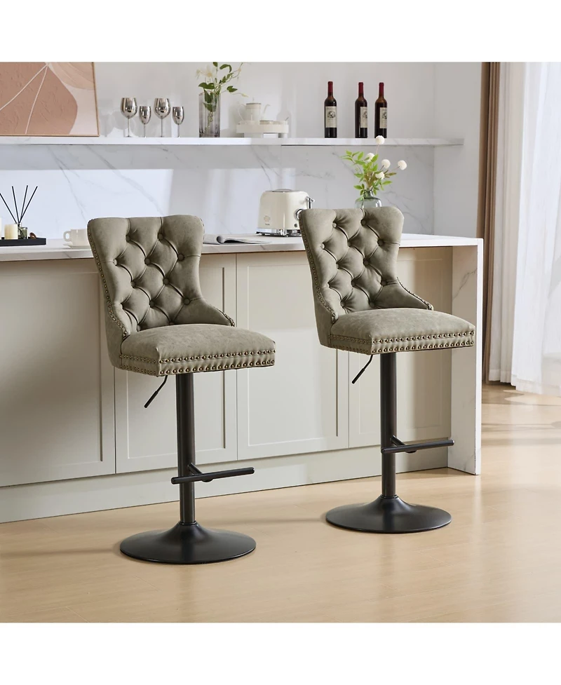 Set of 2 Adjustable Swivel Bar Stools, Modern Chairs for Home,Kitchen, and Pub-The Pop Home