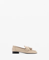 Mango Women's Tassels Detail Leather Moccasins