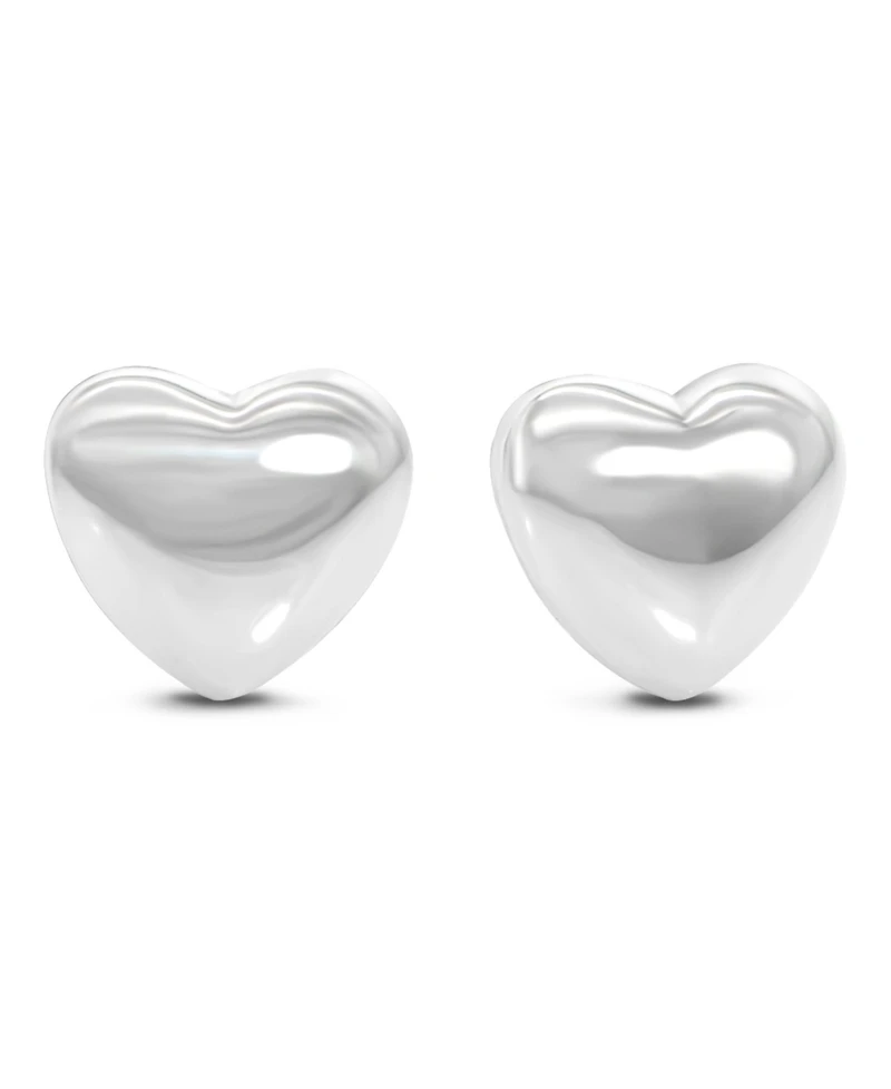 Devata Puffy Heart Stud Earrings in Sterling Silver