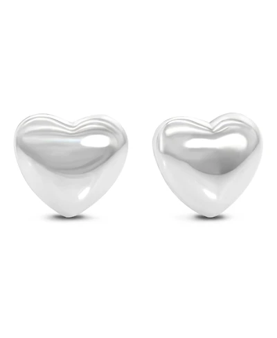 Devata Puffy Heart Stud Earrings in Sterling Silver