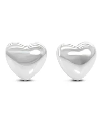 Devata Puffy Heart Stud Earrings in Sterling Silver