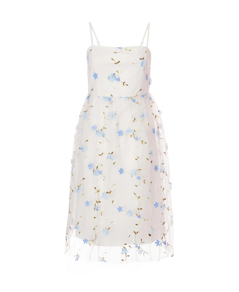 Quiz Women's Embroidered Mesh Floral Midi Dress