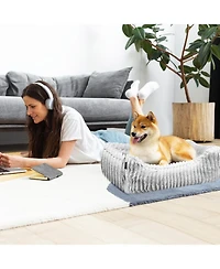 Reserve Jacquard Cuddler, Ultra-Soft & Elegant Pet Bed for Dogs & Cats, Charcoal