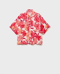 Mango Women's Floral Print Pocket Shirt