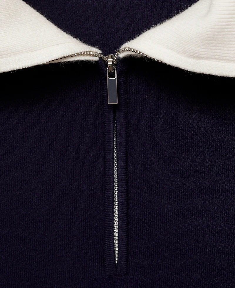 Mango Women's Contrast Collar Knit Sweater