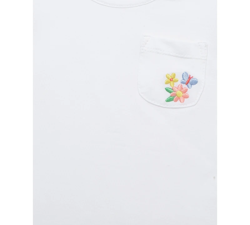 Little Me Baby Girls Embroidered Top & Chambray Skort Set