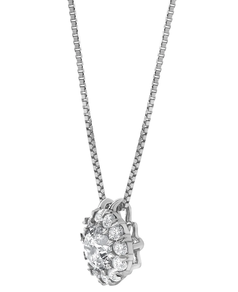Diamond Halo Pendant Necklace (1/2 ct. t.w.) in 14k White Gold