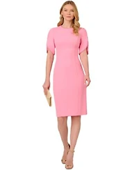 Adrianna Papell Womens Faux Pearl Trim Sheath Dress