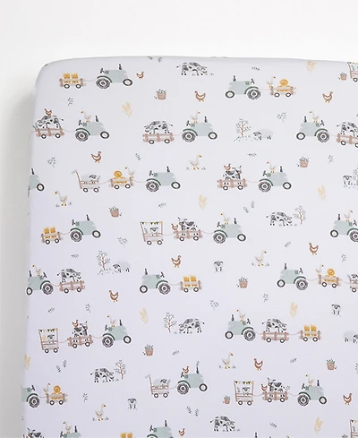 Living Textiles Baby Tractor Ride Collection Cotton Crib Sheet