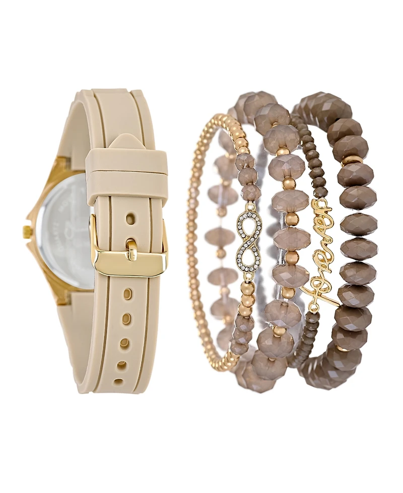 Jessica Carlyle Women's Matte Beige Silicone Strap Analog Watch, 35mm