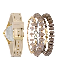 Jessica Carlyle Women's Matte Beige Silicone Strap Analog Watch, 35mm