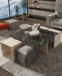 Manhattan Comfort 37.4" Haley Modern Nested Coffee Table and Ottoman Set