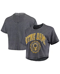 Pressbox Women's Navy Notre Dame Fighting Irish Edith Vintage Burnout Crop T-Shirt