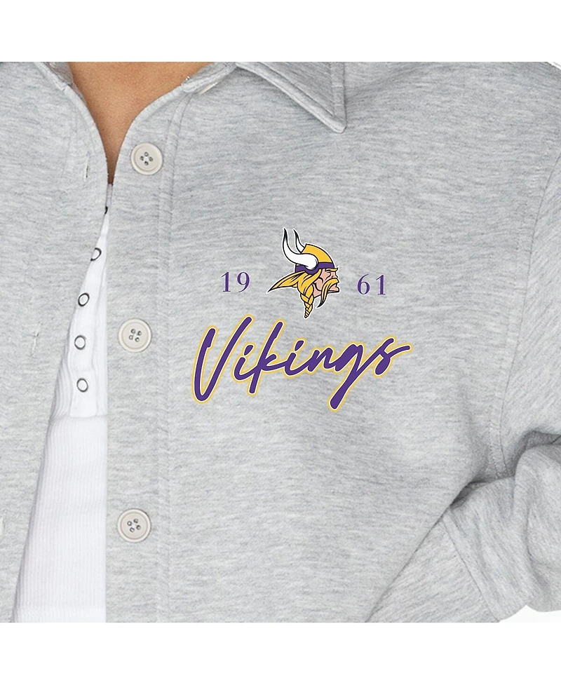 Gameday Couture Women's Ash Minnesota Vikings Full-Button Long Sleeve Overshirt