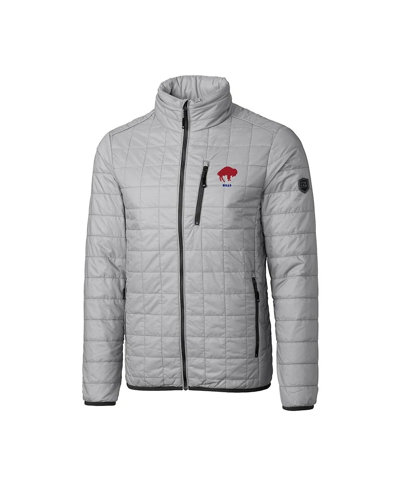 Cutter & Buck Men's Gray Buffalo Bills Big Tall Rainier PrimaLoft Eco Insulated Full-Zip Puffer Jacket