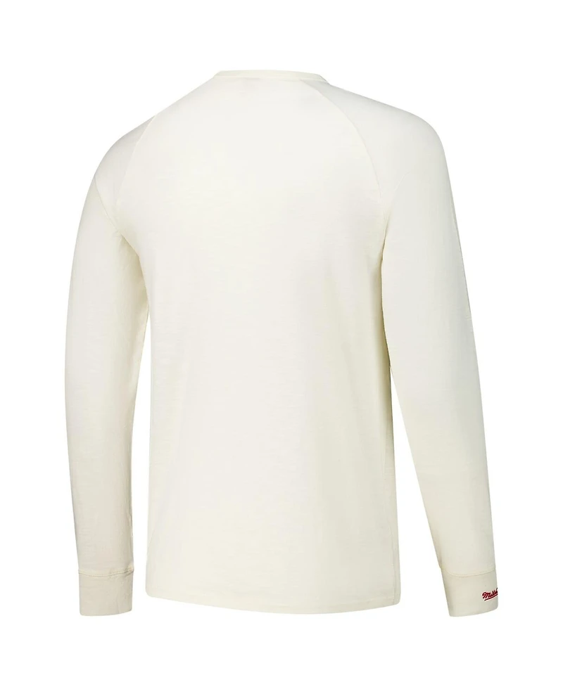 Mitchell & Ness Men's Cream Cincinnati Reds Arched Logo Slub Long Sleeve T-Shirt