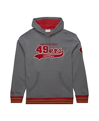 Mitchell & Ness Men's Heather Gray San Francisco 49ers Vintage Logo Snow Washed Fleece Pullover Hoodie