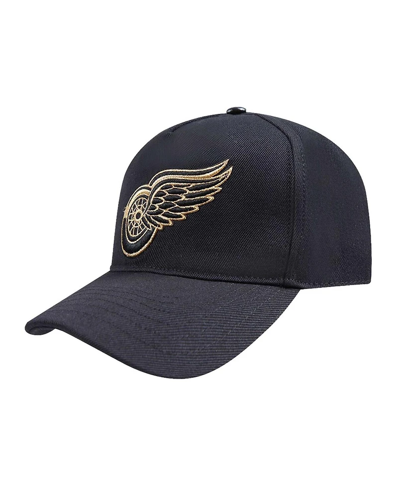 Pro Standard Men's Black Detroit Red Wings Metallic Logo Pinch Front Adjustable Hat