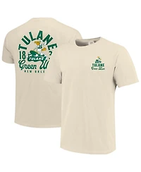 Image One Men's Cream Tulane Green Wave Comfort Colors Mascot Overlay T-Shirt