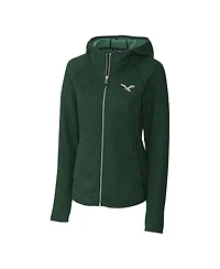 Cutter & Buck Women's Green Philadelphia Eagles Gridiron Classics Logo Mainsail Sweater Knit Full-Zip Hoodie